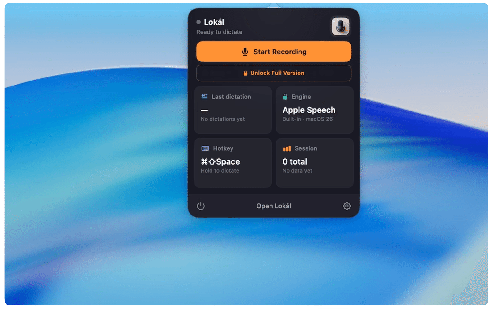 Lokal dictation screenshot